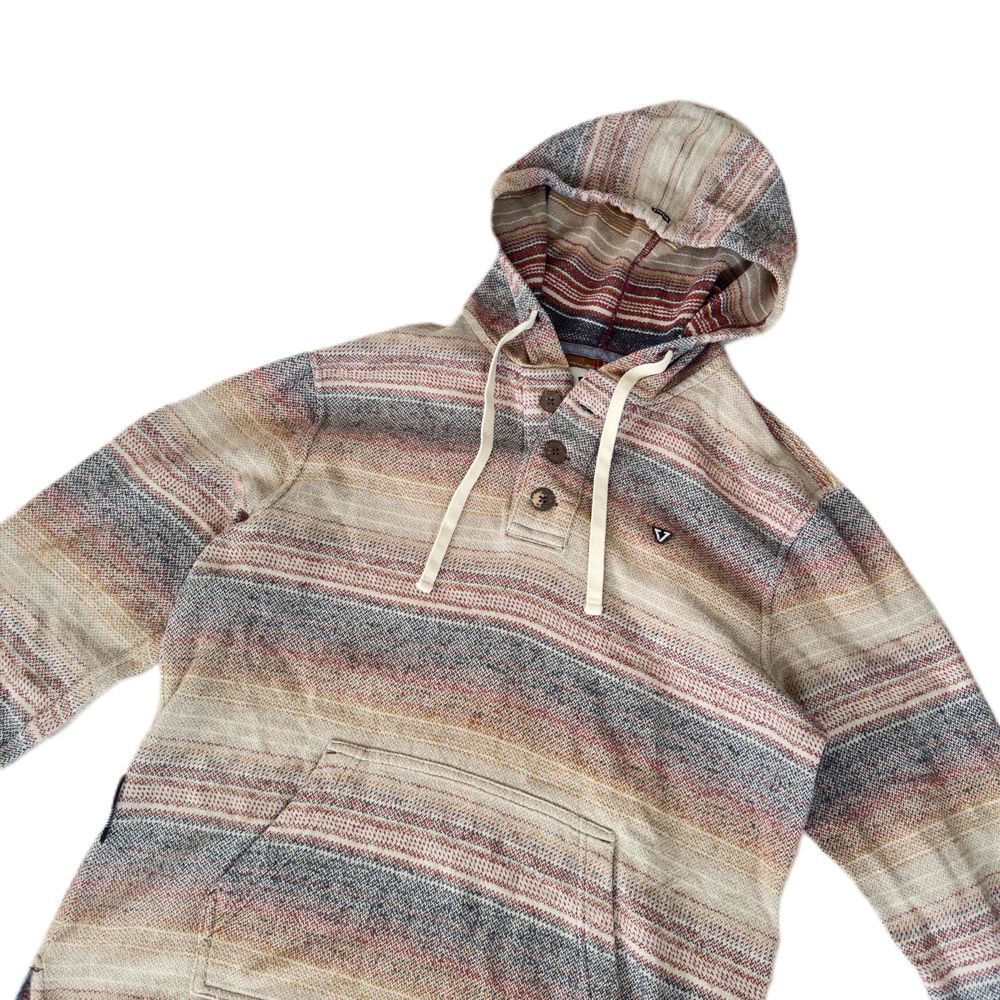 VISSLA Popover Drawstring Striped Poches Multicolor Hooded Sweatshirt Medium